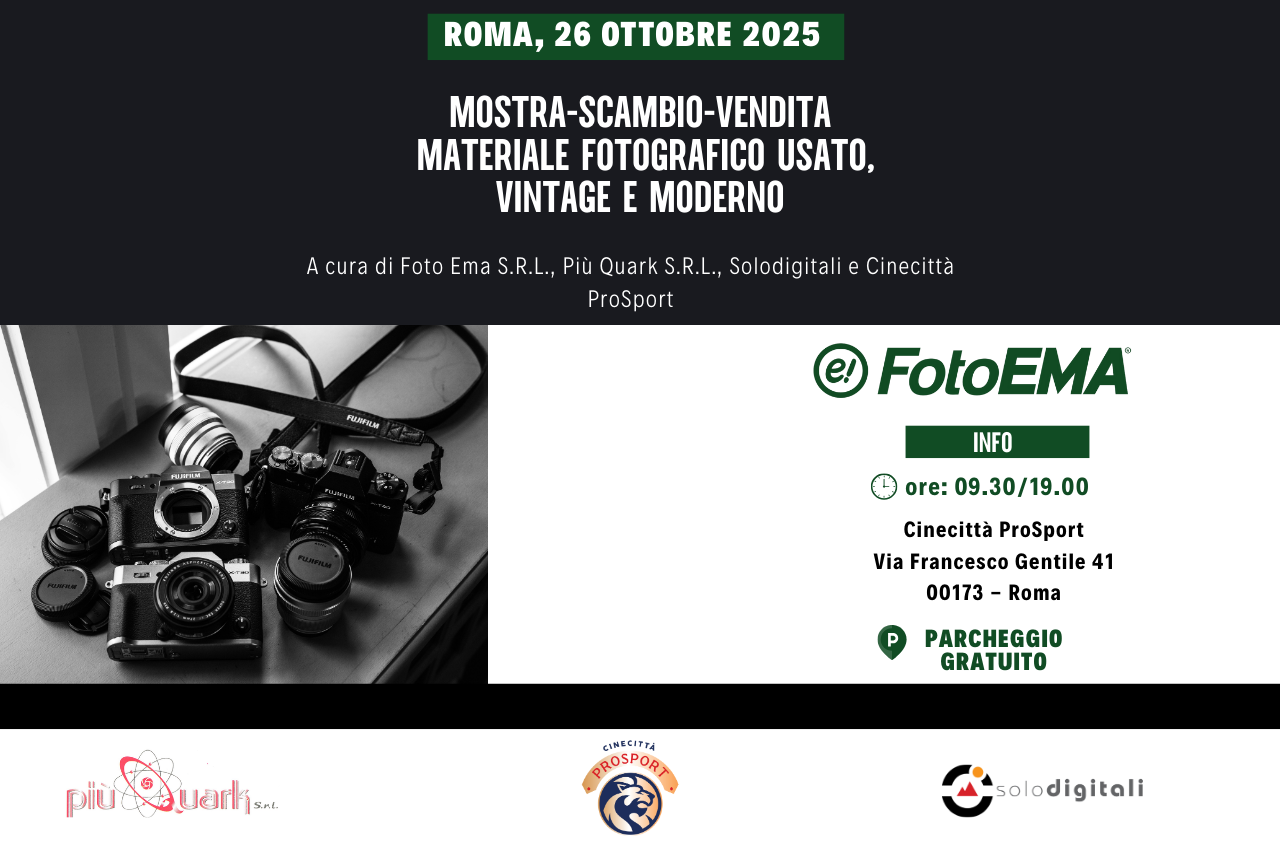 Mostra scambio vendita materiale fotografico usato vintage e moderno. Roma, 26.10.2025